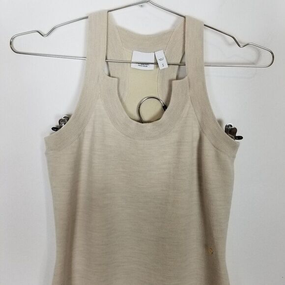 Burberry Women' Oatmeal Saadia Peplum Mini Dress Sz S Wool Blend Designer Party - Picture 2 of 8